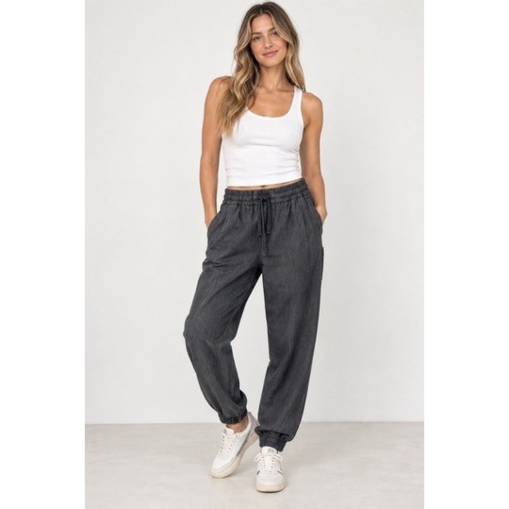 Zara Womens Gray High Waisted Jogger Pants Elastic Waist Side Pockets XS NEW